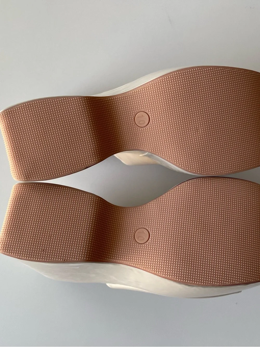 Patent Cream Platform Wedge Mules